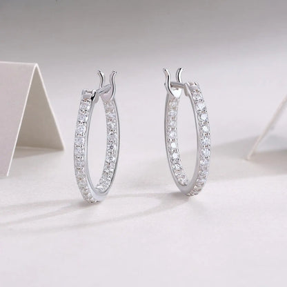 Hoops 1.8mm Moissanite Earrings For Women Real 925 Sterling Sliver Plated Yellow Gold Hoop Earring Fine Jewelry Christmas Gifts