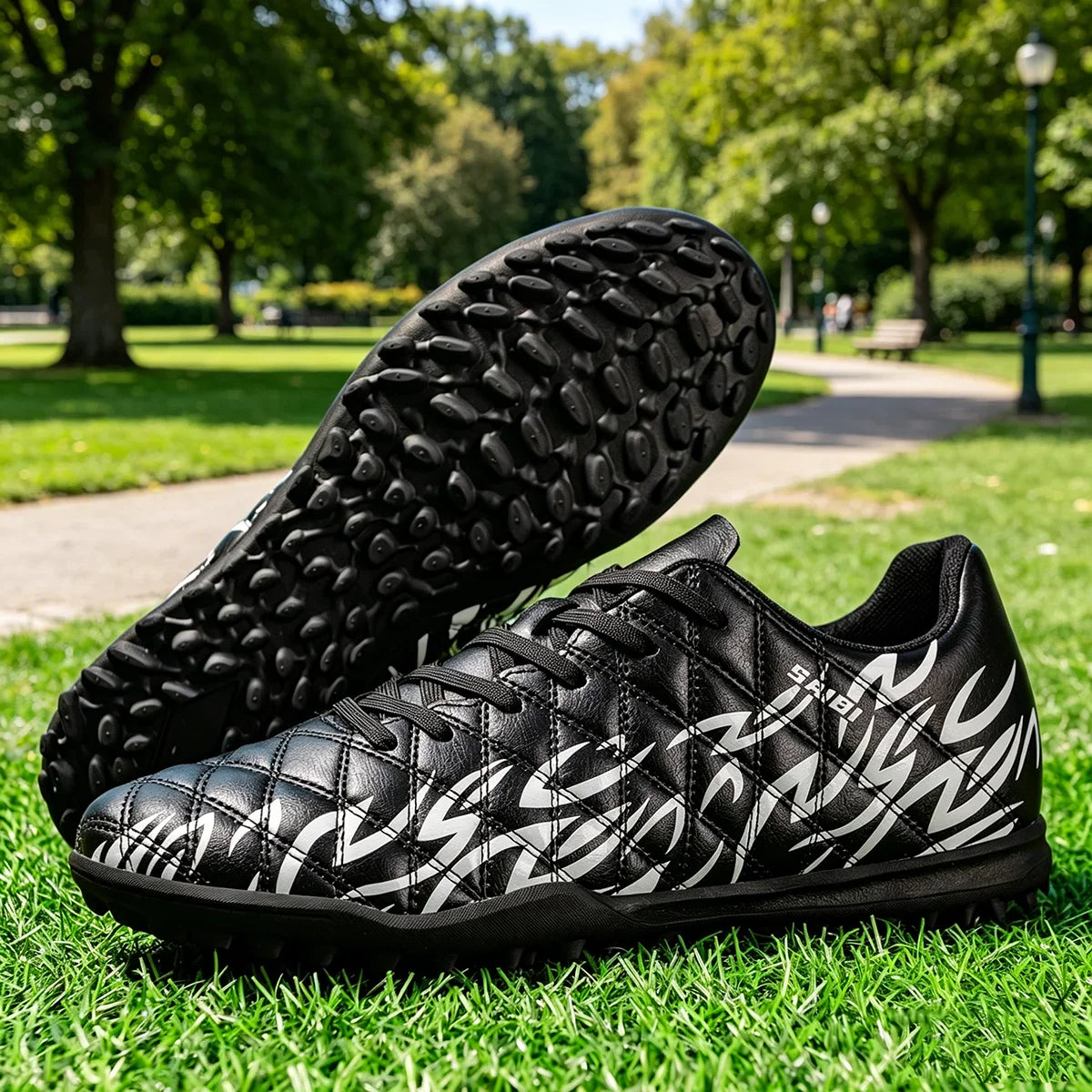 Wear Resistant TF Turf Soccer Boots PU Elastic Fabric Upper Rubber Stable Grip Sole Youth Boys Girls Football Shoes