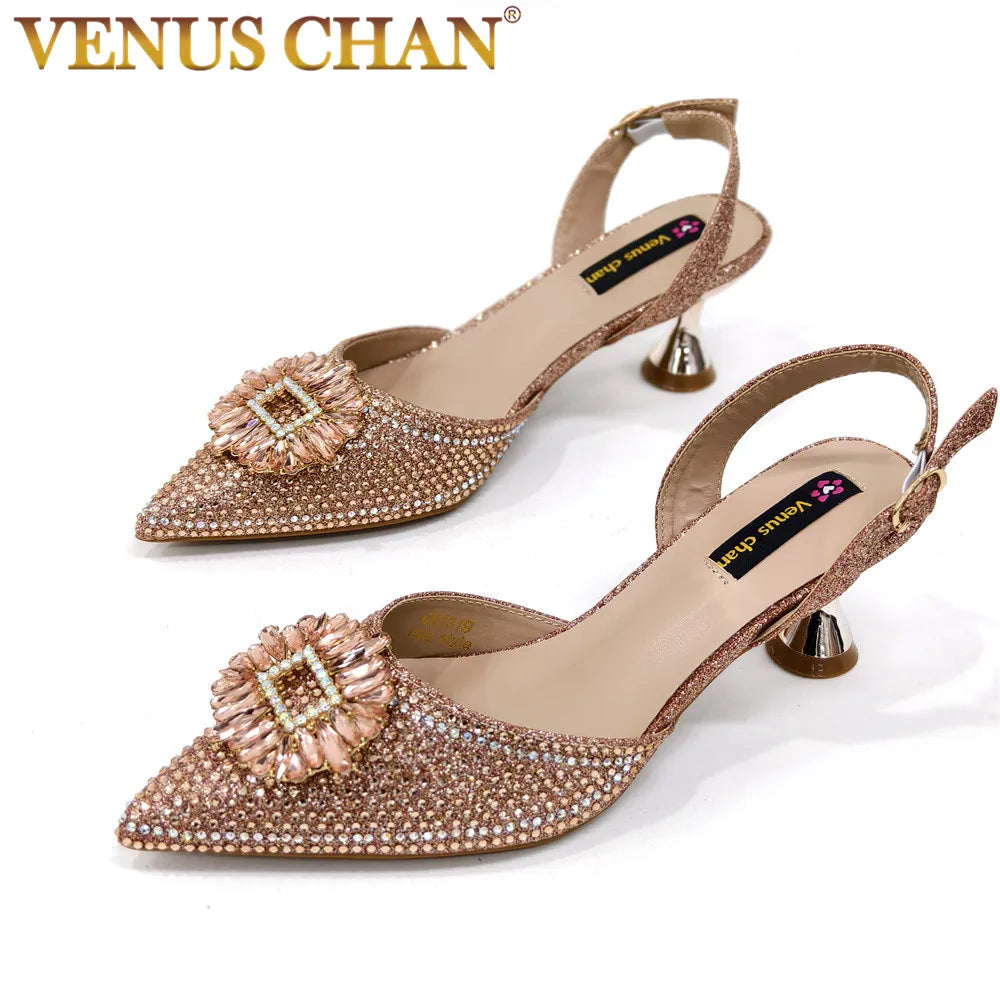 Sandálias Femininas Nigerianas de Alta Qualidade Estilo Italiano Sandálias Africanas Femininas Marca de Grife Sapatos de Luxo Sapatos Femininos 2025