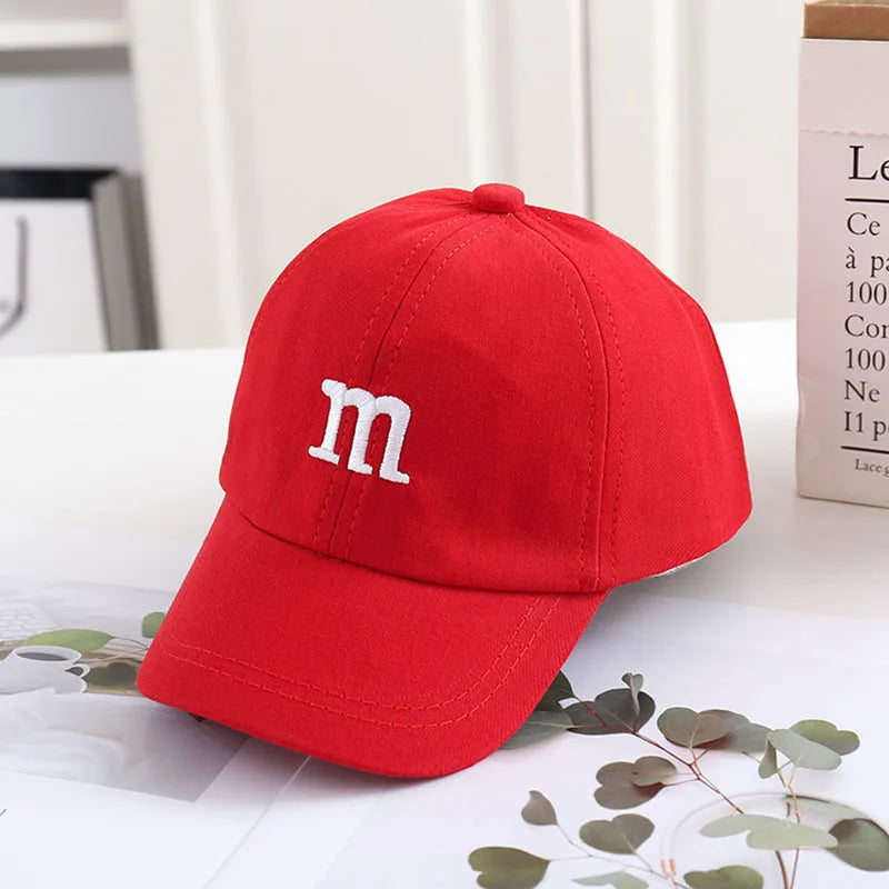 Kids Baseball Cap Children's Hat for Lovely Baby Cotton Breathable Kids Hats Girl Boy Caps M Letter Embroidered Hat for Boy