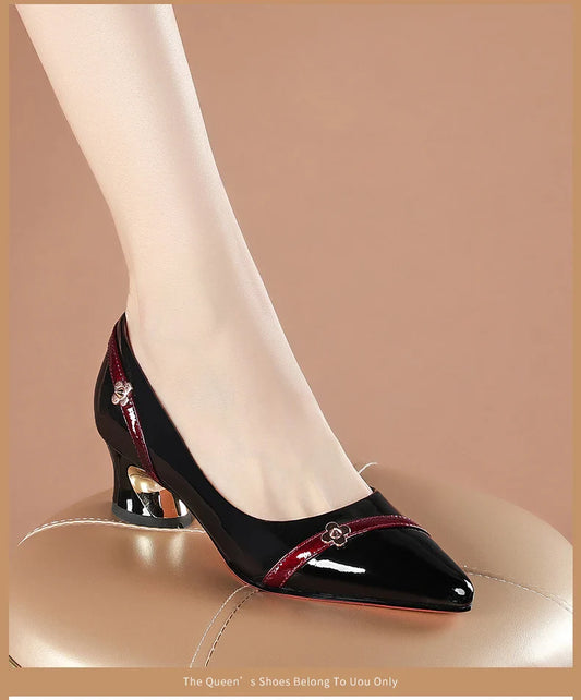 High Heels For Woman Mid Heel Thick Heel Versatile New Soft Sole Professional Shallow Mouth Comfortable Pointed Women'S Shoes