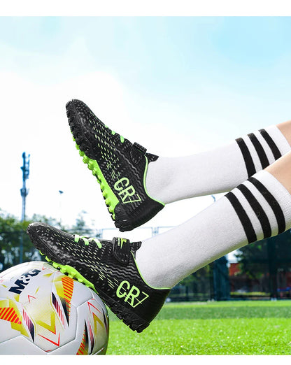 New Hot Children Football Boots Outdoor Trainers Soccer Shoes for Kids Boys Girls Hook Loop Football Cleats Futsal Sneakers28-39