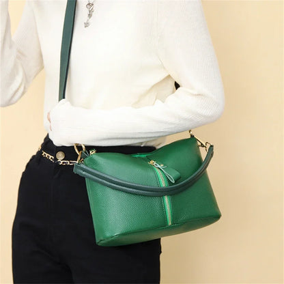 High Quality Genuine Leather Women Tote Bag Luxury Soft Cowhide Ladies Shoulder Crossbody Bags 2024 Fashion Female Messenger Sac