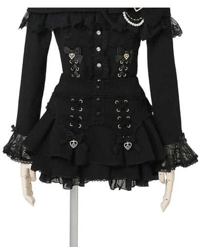 Liz Japanese-style Sweet Cross-ribbon Multi-layer Lace Back Bow Skirt 2026 Spring-summer New Cute Girl Princess Short Skirt