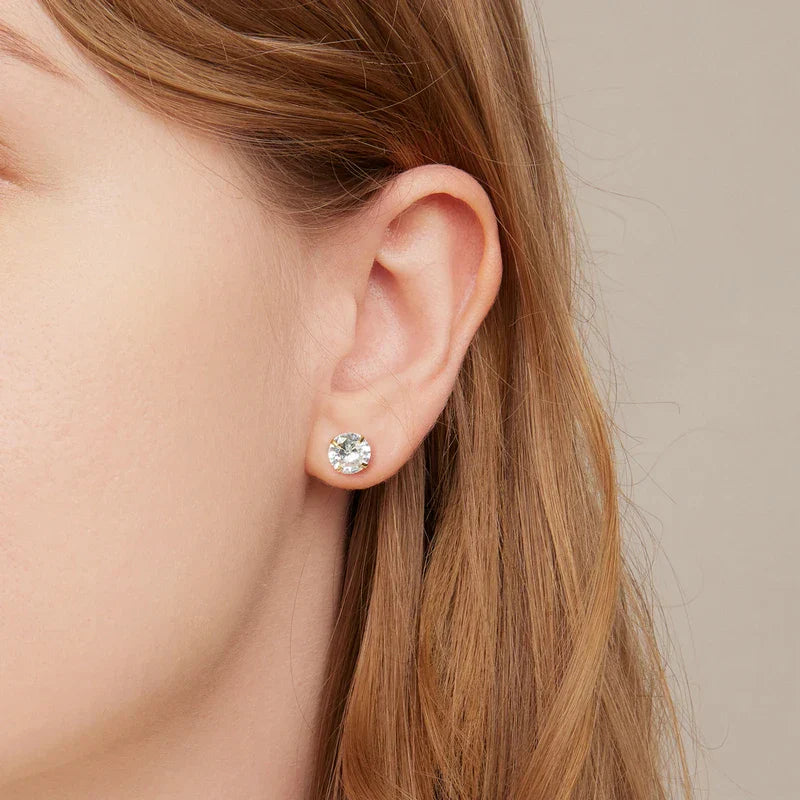 CZ Stud Earrings 925 Sterling Silver Platinum Plated Round Cubic Zirconia Hypoallergenic Barbell Earrings 4-7mm