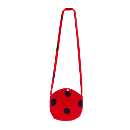 Girl Polka Dot Princess Dress Ladybug Dress Up Fur Ball Headband Black and Red Dress Halloween Cosplay costume Carnival Clothes