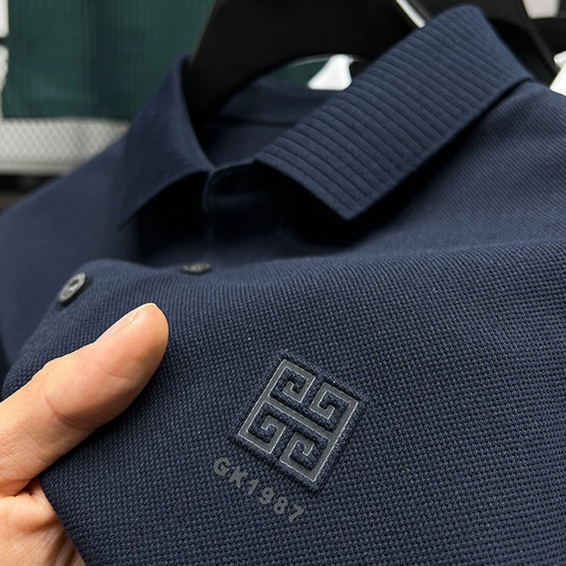 100% cotton breathable polo shirt short sleeve men's brand T-shirt 2023 summer high-end embroidery casual loose Paul shirt men's