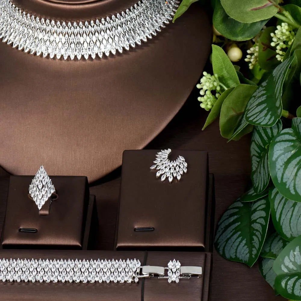 May New Accessories Classic Beauty Jewellery Women's Set Necklace Earrings Cubic Zirconia Dress Dinner Wedding Bridal M-216