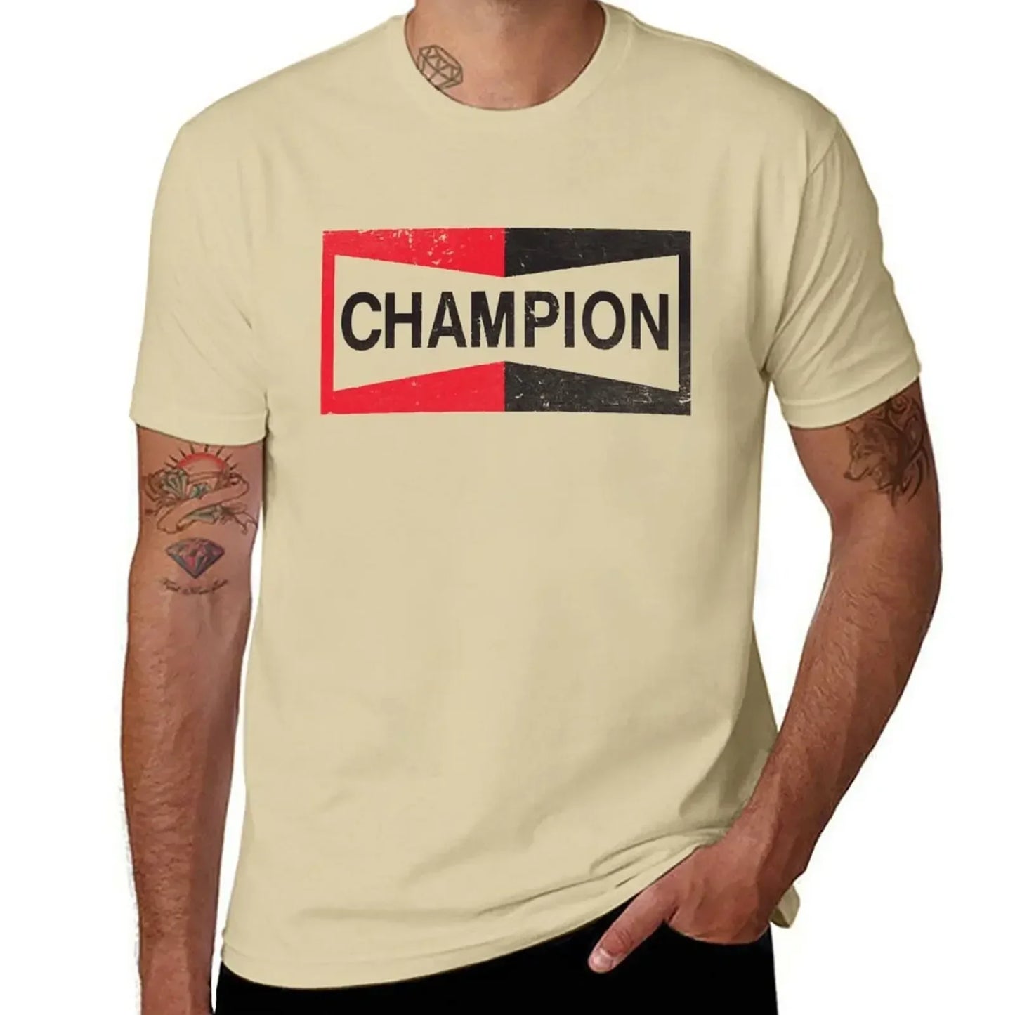 Spark Plug Retro Distressed Emblem - Cl T-Shirt Short sleeve tee new edition slim fit t shirts for men