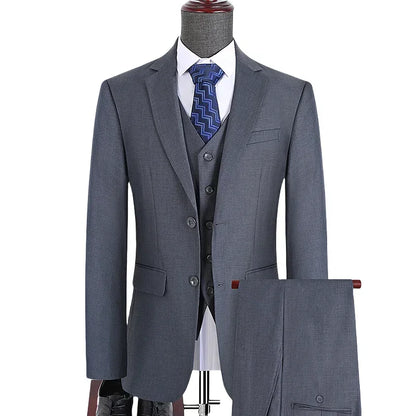 S-7XL Suit New (Blazer+ Vest + Pants) Korean Version of Slim-fit Work Clothes Fashion Business Men Casual Wedding Gentleman Suit