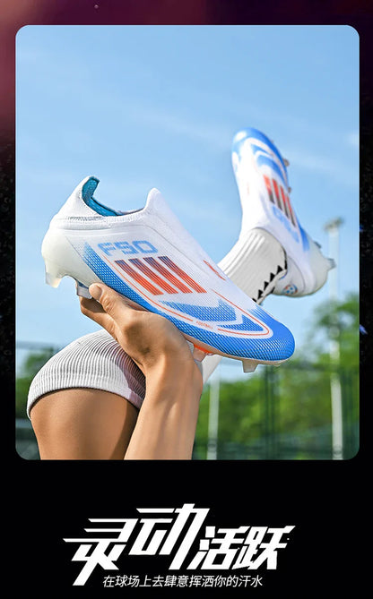 NEW Without-lace F50+ Mens Soccer Shoes Boys Training Non-Slip Turf Soccer Cleats TF/FG Football Sneakers Chuteira Campo 35-45