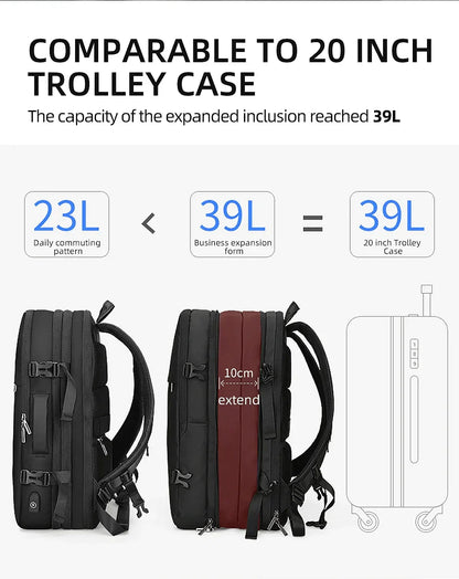 Business Backpack for Men Waterproof Anti-Theft 15.6” Laptop Backpack Casual Large Capacity Expandable Travel Bag Short Trip