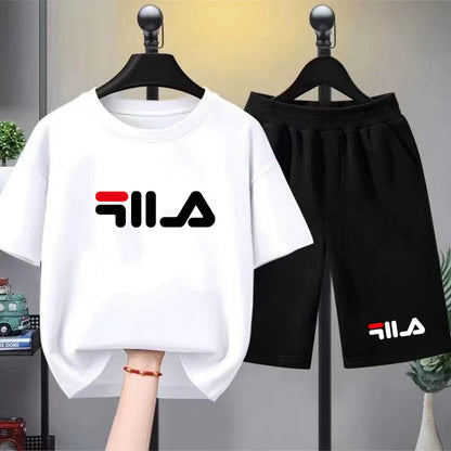 Children Print T-shirt Summer Clothes 3-12Yrs Boys Girls Short-sleeved Top+Shorts Casual Brand Fashion Sports Set Clothing
