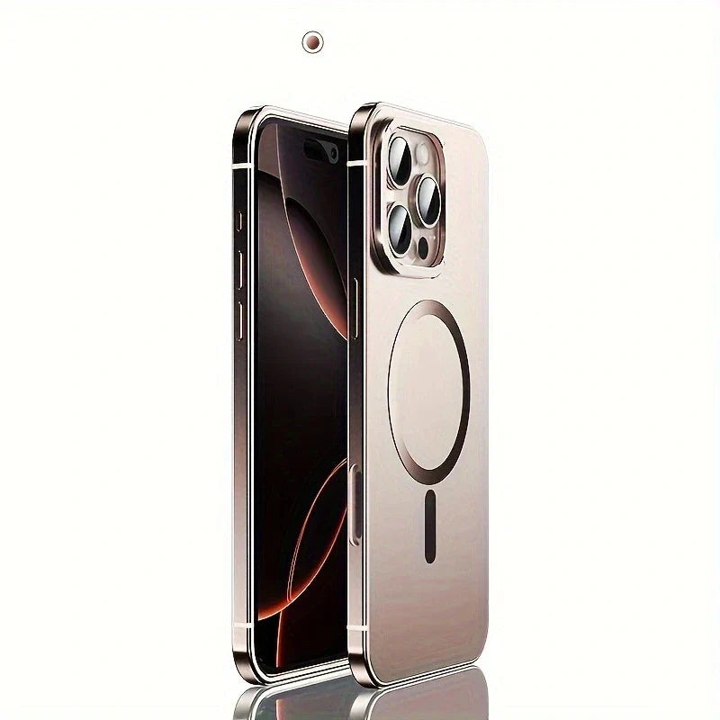 Stainless steel frame magnetic ultra-thin protective case, for iPhone 17 16 Pro Max, supports wireless charging, original