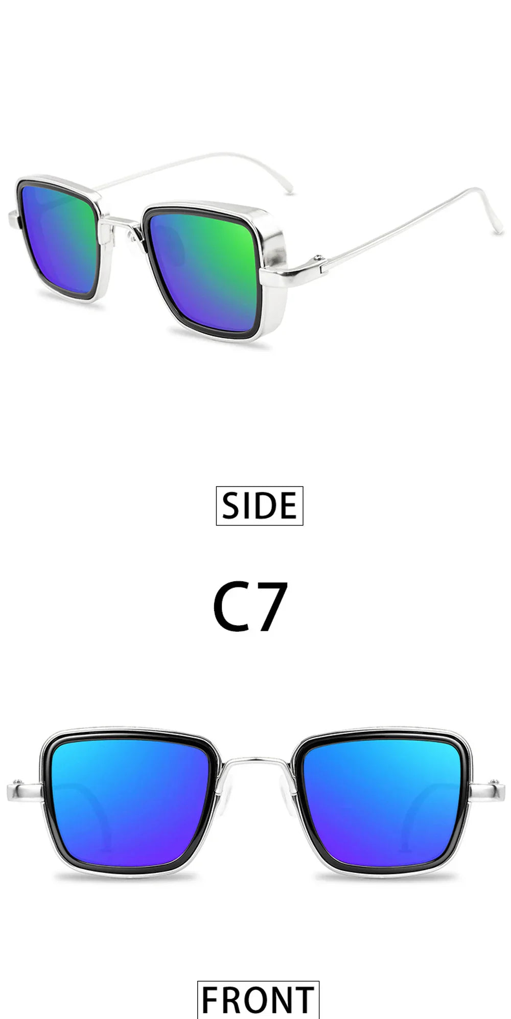Brand Shades Men Women Sun Glasses UV400 Square Vintage Metal Steampunk Sunglasses