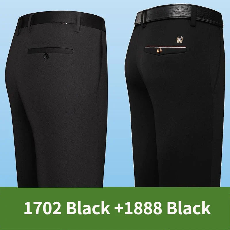 Classic Black Men's Office Dress Pants for Business Formal Fashionable Slim Fit Men's Suit Pants Casual Trousers Plus Size 28-40