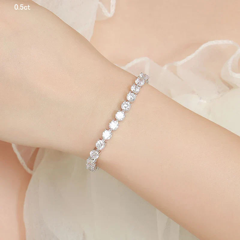 3 Prong 2.5mm 3mm Full D Color Moissanite Diamond Tennis Bracelet for Women 925 Silver Link Chain Spring Buckle Bracelets
