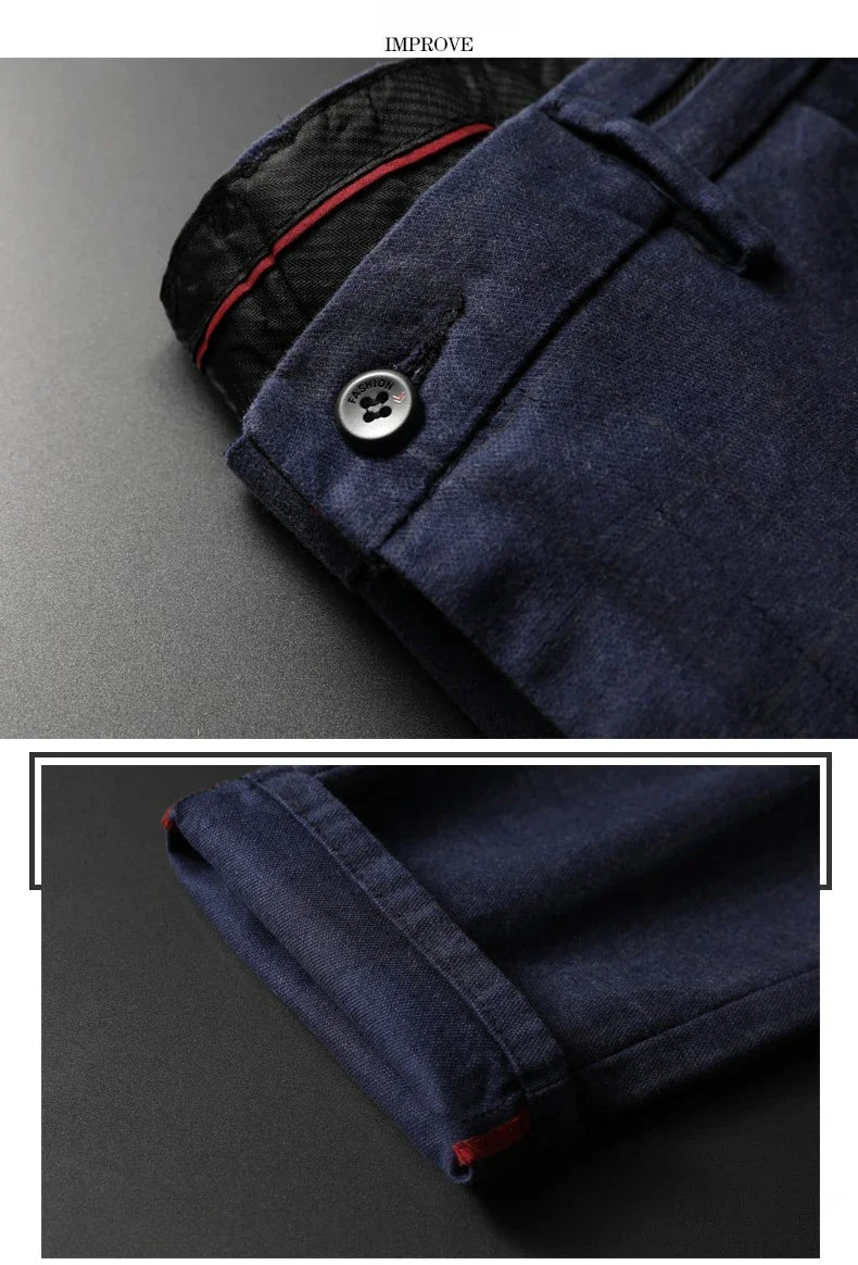 Spring Summer Business Men's Casual Pants Fashion Grid Design Versatile Comfortable Slim Straight Legs Elastic Male Trousers
