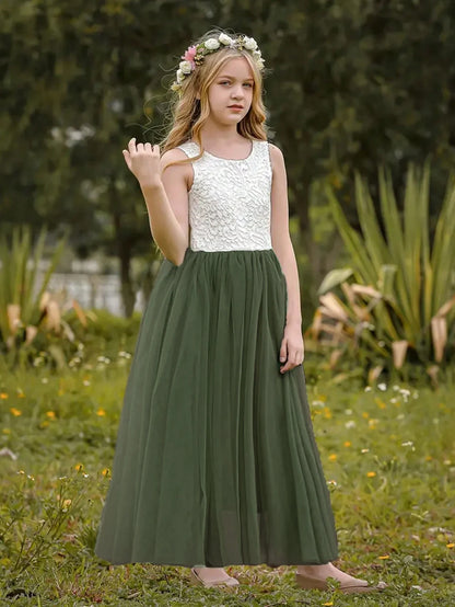 2024 Flower Girl Dress Baby Kids Summer Princess Party Lace Wedding Birthday Dresses Children Clothing 2 4  6 8 10 12 14