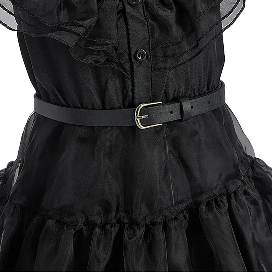 Girl Costume Kids Cosplay Black Princess Dress Children Pageant Dinner Dress Girl Halloween Party Dancing Clothing