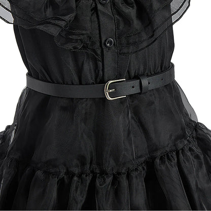 Girl Costume Kids Cosplay Black Princess Dress Children Pageant Dinner Dress Girl Halloween Party Dancing Clothing