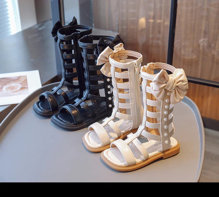 Gladiator Children's Shoes 2026 New Summer Platform Sandals for Girls Princess High-top Side Zipper Roman Sandals Child I03195