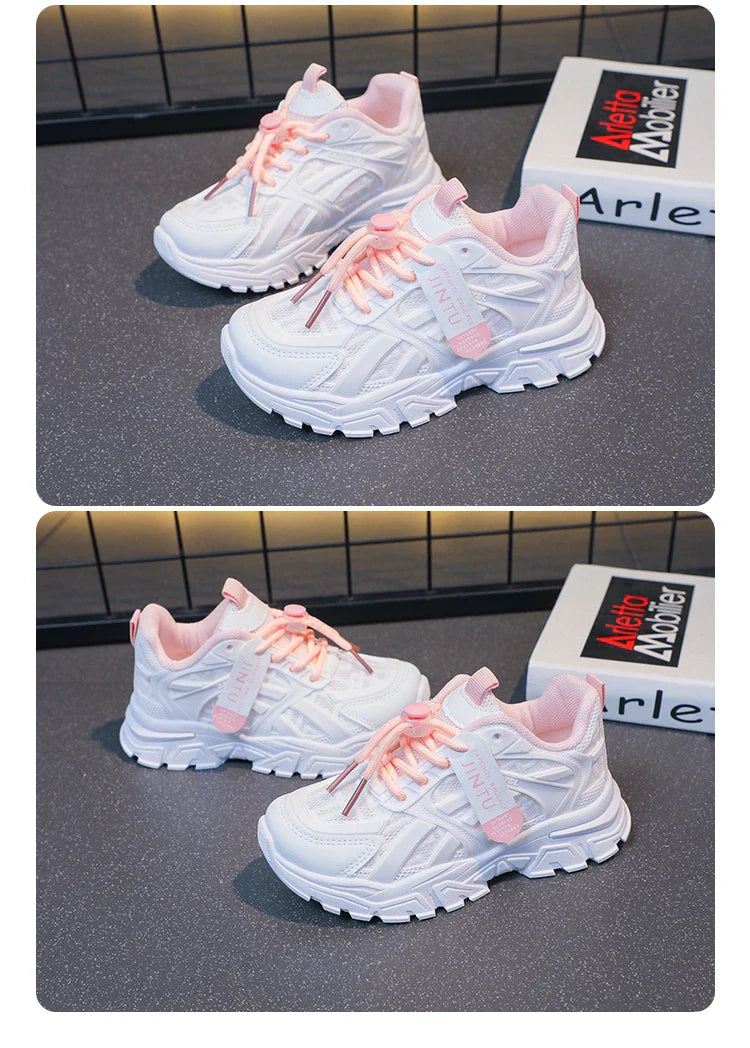 Girls Sneakers 2024 Children Casual Shoes Mesh Platform Designer Tennis Sneaker 6 To 12 Years Kids Sports Shoe for Girl
