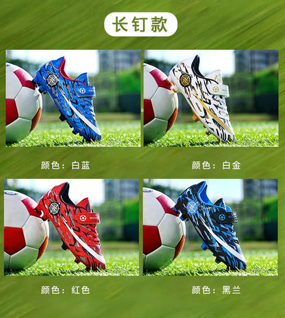 Hot Child Football Boots Outdoor Trainers Soccer Shoes For Kids Boys Hook Loop Football Sneakers Cleats Futsal Shoes Children