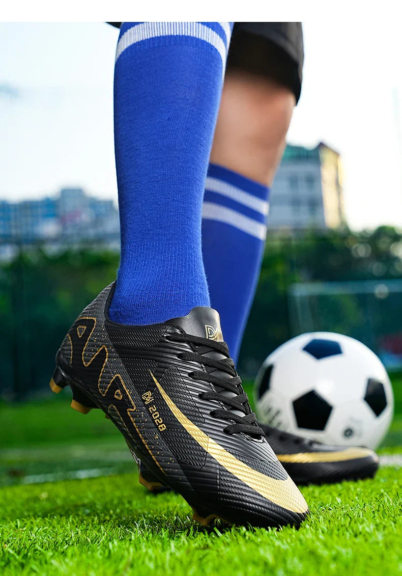 Professional FG/TF Soccer Cleats Men Football Boots Long Spike Grass Match Breathable Lightweight Comfortable Training Sneakers