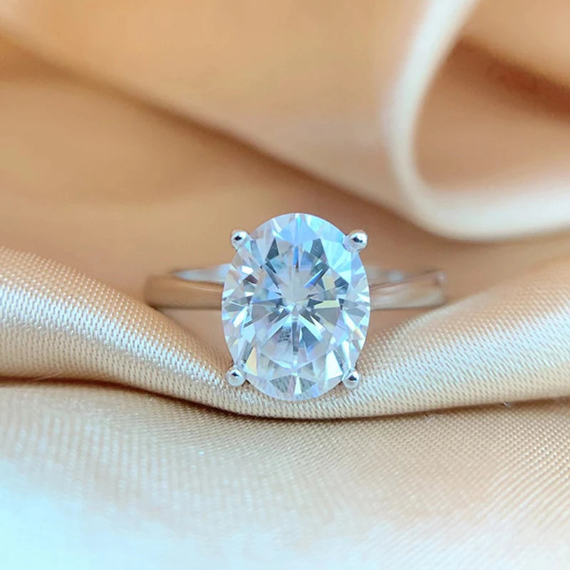 Oval Cut 1CT 2CT 3CT D Color Moissanite Rings for Women Lab Diamond Wedding Promise Band S925 Sterling Silver Jewelry