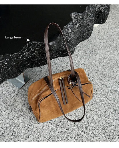 Autumn winter Women's Cow Genuine Leather Tote Bag suede commuting Cowhide Handbags Large Capacity Designer Luxury velvet Bags