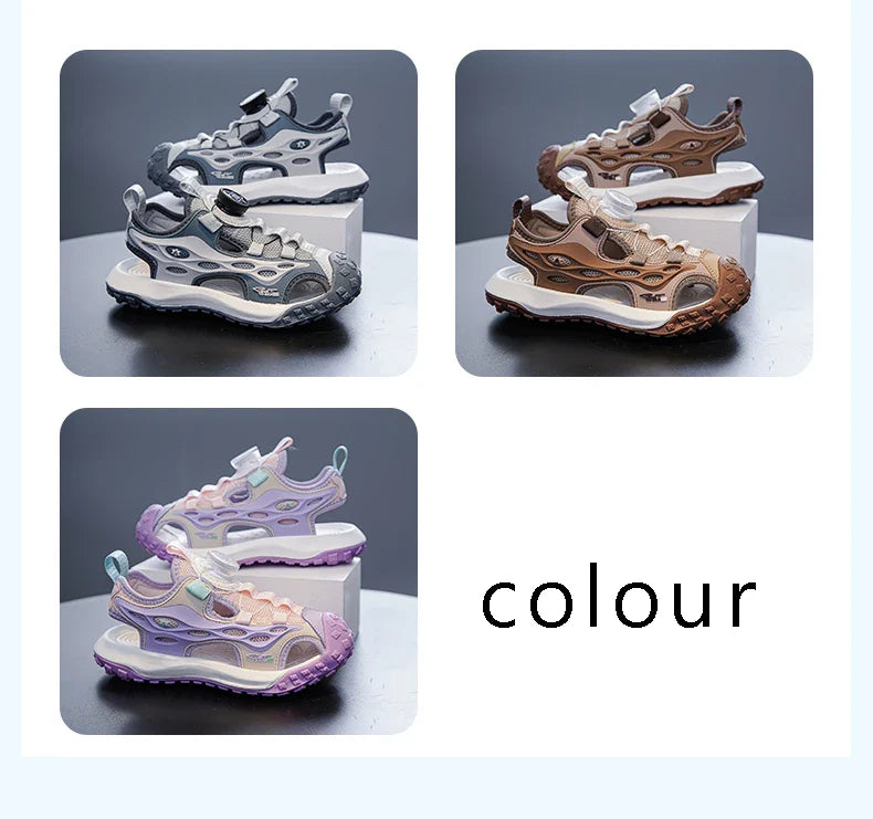 Kids Summer Shoes Girls Outdoor Protecting Toes Beach Sandal Water Shoes Casual Pink Non-slip Children Shoes Breathable Boys