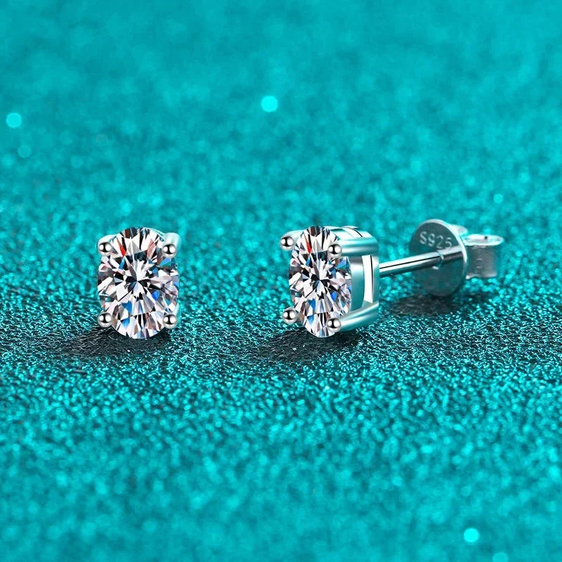 2 Carat Oval D Color Moissanite Stud Earrings For Women 925 Sterling Silver Sparkling Diamond  Earring Wedding Jewelry