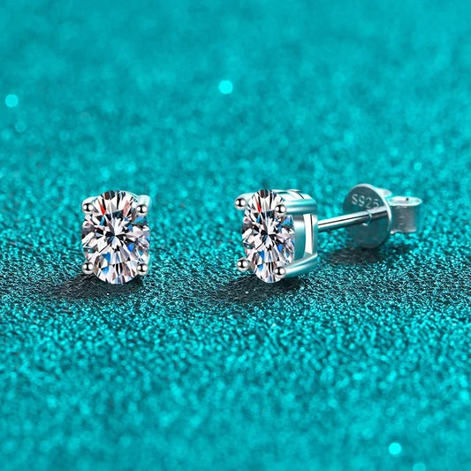 2 Carat Oval D Color Moissanite Stud Earrings For Women 925 Sterling Silver Sparkling Diamond  Earring Wedding Jewelry