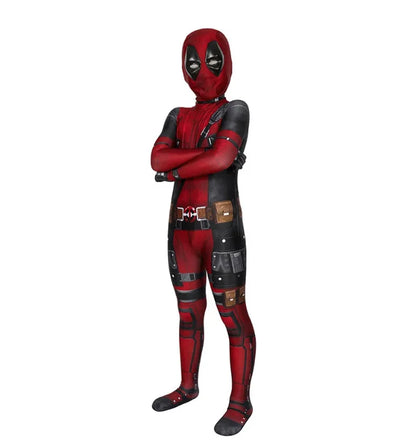 PU Sword Won‘t Break High Quality Deadpool Costume Kid Halloween Cosplay Costume Deadpool Suit Jumpsuit Deadpool Child Costume