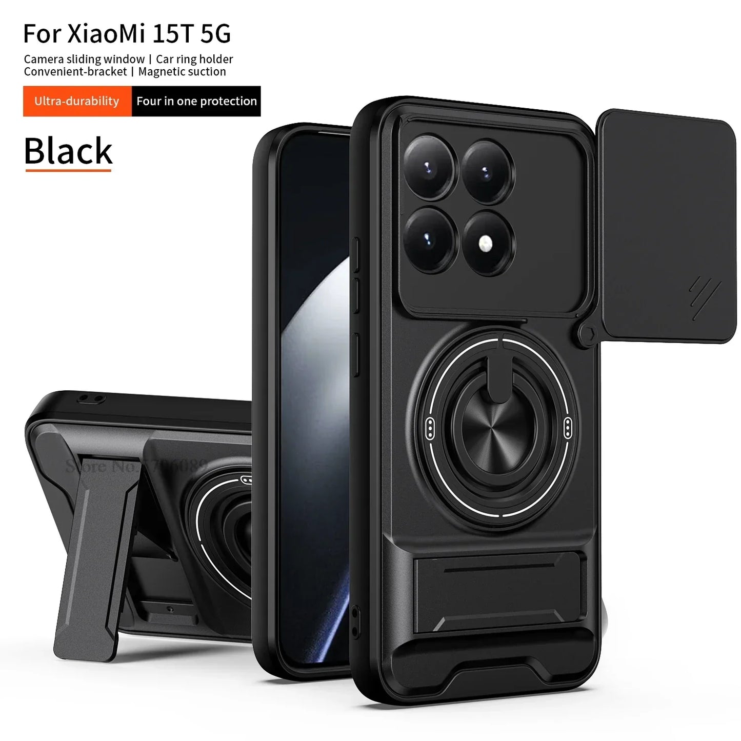 15T/15T Pro Armor Case For Xiaomi 15T Pro Case Shockproof Slide Lens Protector Phone Cover For Xiaomi 15T Case Fundas With Ring