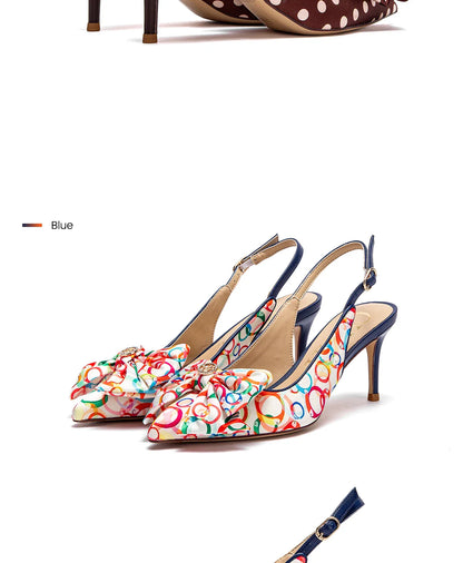 Heel 2024 Women's High Heels New Bow Pointed Sandals Women's Party Wedding Shoes 7cm