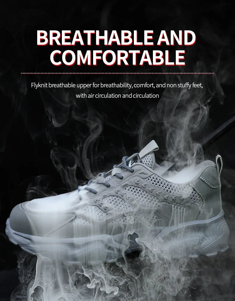 Summer Work Shoes with protection breathable Lightweight ShoesSteel Toe Shoes Men  Anti-smashing Industrial Safety Shoes