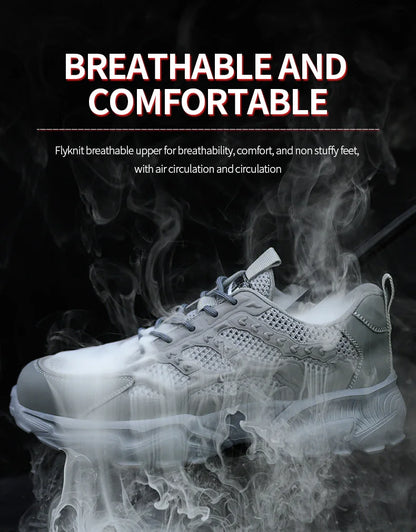 Summer Work Shoes with protection breathable Lightweight ShoesSteel Toe Shoes Men  Anti-smashing Industrial Safety Shoes