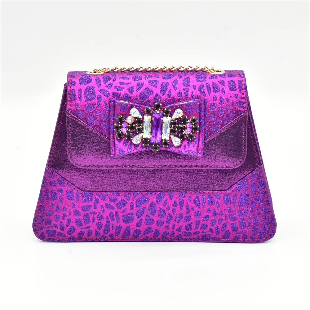 Purple Shoe and Bag Set for Party in Women Italian Shoe and Bag 2026 High Quality Elegant Heeled Shoes for Women African Pumps