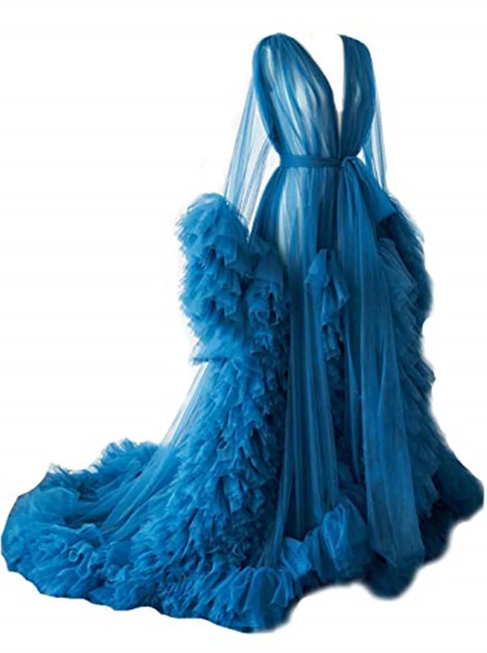 Maternity Star Dresses Robe Tiered Ruffles Photoshoot Babyshower Bathrobe Maternity Dress Sexy Kimono Party Birthday Gowns