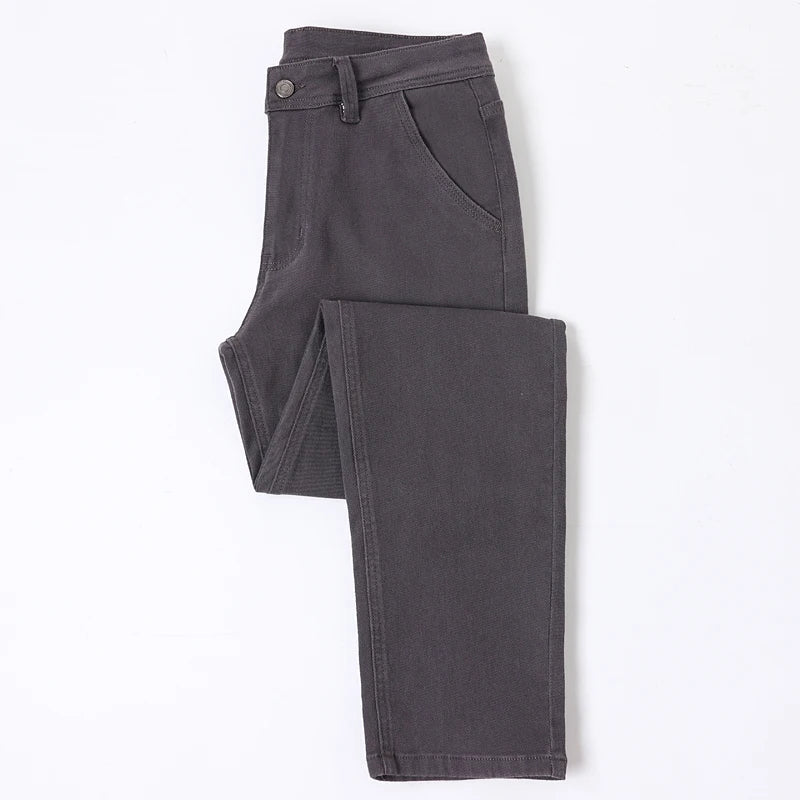 2026 new Cotton Elastic Men's Jeans Spring Fitted Straight Business Casual Trousers Soft Comfortable Fashion Korean Denim Pants