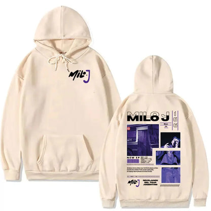 Rapper Milo J 166 Tour 2025 Album Graphic Hoodie Men Hip Hop Gothic Long Sleeve Sweatshirts Vintage Oversized Hoodies Streetwear