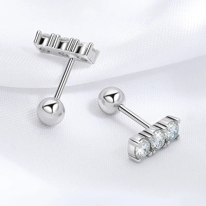 0.6CTTW Screw Buckle Moissanite Stud Earrings for Women Lab Created Diamond Wedding Jewelry S925 Sterling Silver Earring