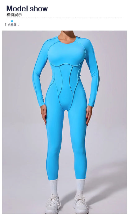 Women's High Elasticity Sports Bodysuit Kit Yoga Fitness Jumpsuit Open Back Hip-Lift Outdoors Gym Workout Sexy Fitness Outfit