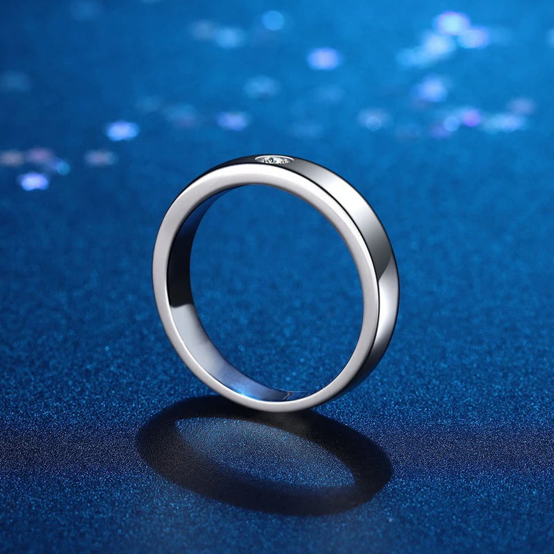 4mm Moissanite Ring for Men 925 Sterling Silver Gemstone Lab Diamond Gold Plated Rings Wedding Engagement Band Jewelry