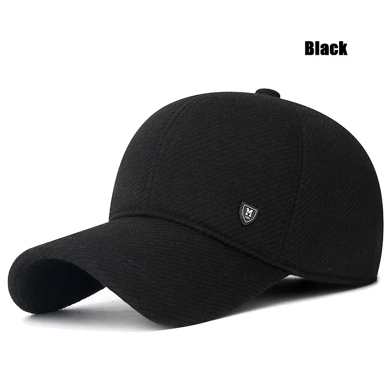 Mens Winter Baseball Cap with Ear Flaps, Baseball Winter Hats with Ear Flaps for Men Outdoor Walk Running  Adjustable Size