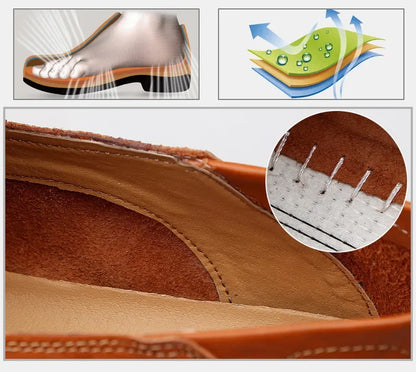 Genuine Leather Men Casual Shoes Luxury Brand Designer Men Loafers Moccasins Breathable Slip on Male Boat Shoes Plus Size 37-47