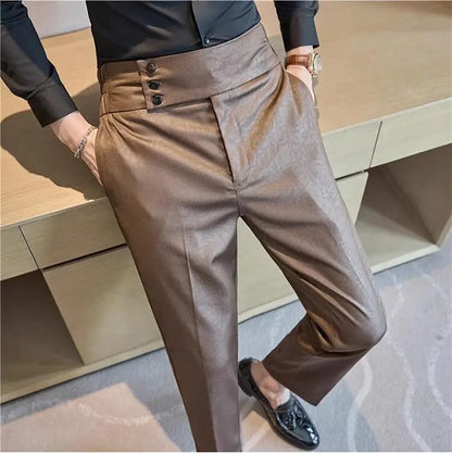 Men Boutique Bright Jacquard Suits Pants Male Formal Wear Trousers Quality Men Business Casual Pants High Waisted Suit Trousers