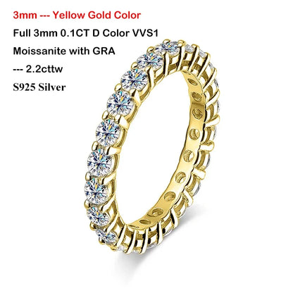 Luxury 2.2cttw 3mm Moissanite Full Enternity Diamond Engagement Ring For Women S925 Silver Wedding Band Rings Fine Jewelry